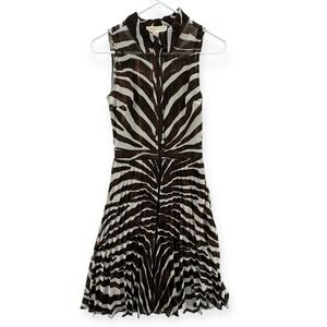 Michael Kors Black and White Zebra-Print Midi Dress